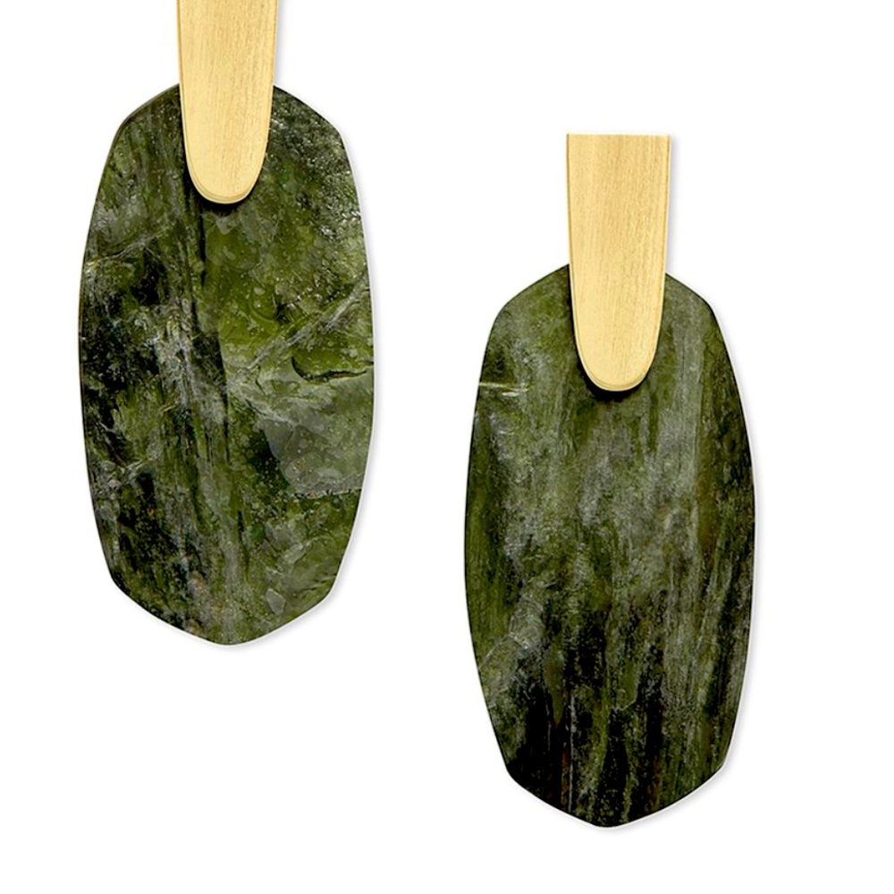 Kendra Scott Aragon Sage Mica&14K Gold Plated Drop Earrings NWT